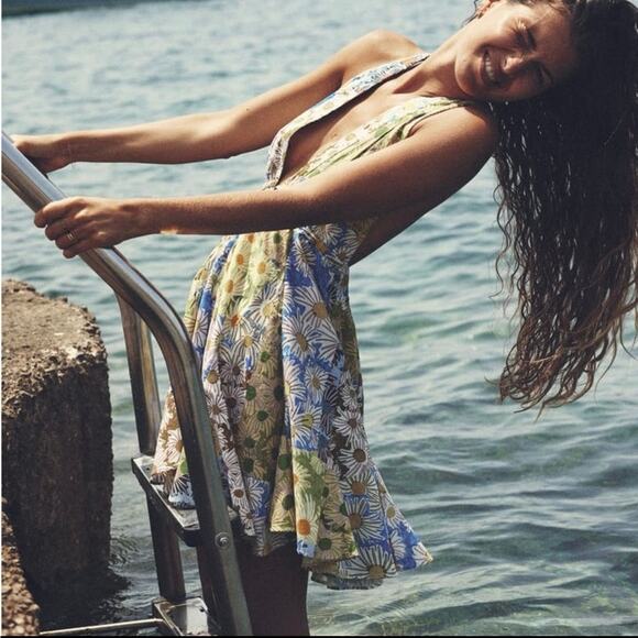 NWT! Zara Blogger Favorite Daisy Bloomcore Halter Mini Dress - Size XL - Picture 12 of 13